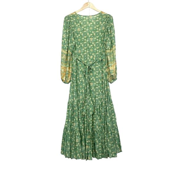 SPELL Madame Peacock Button Through Maxi Gown Emerald Green Womens XS Boho Chic - Picture 9 of 13